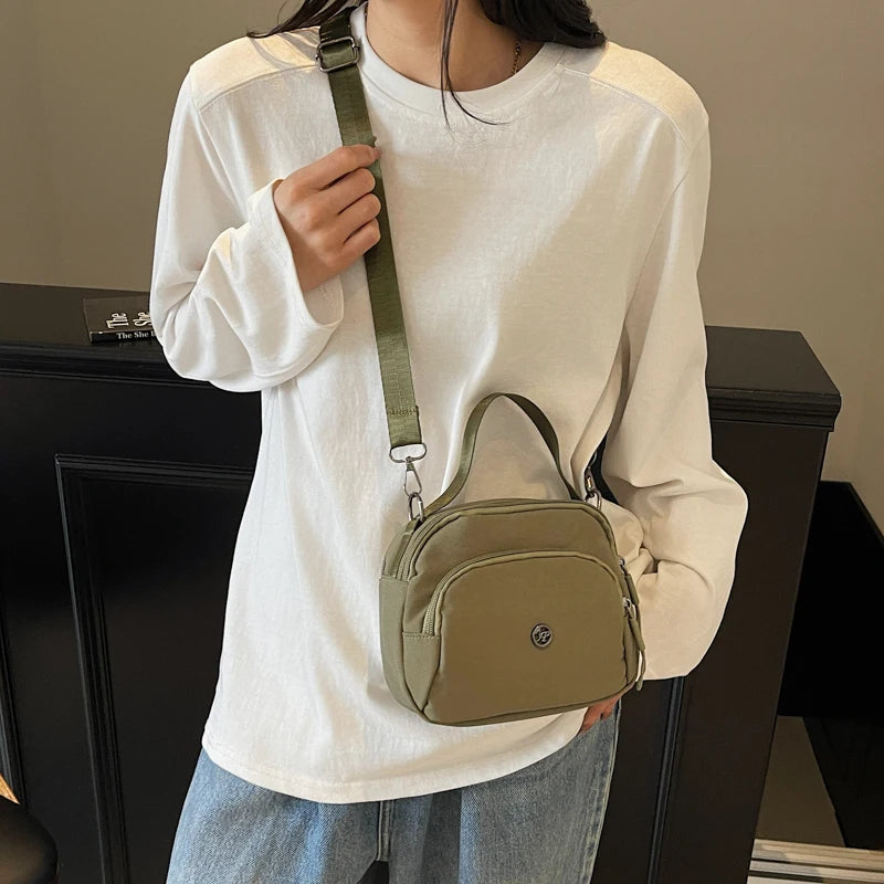 Women's Fashion Canvas Crossbody Bags Multi Pocket Small Shoulder Bag Casual Boho Handbag Lightweight Travel Purse for Daily Use