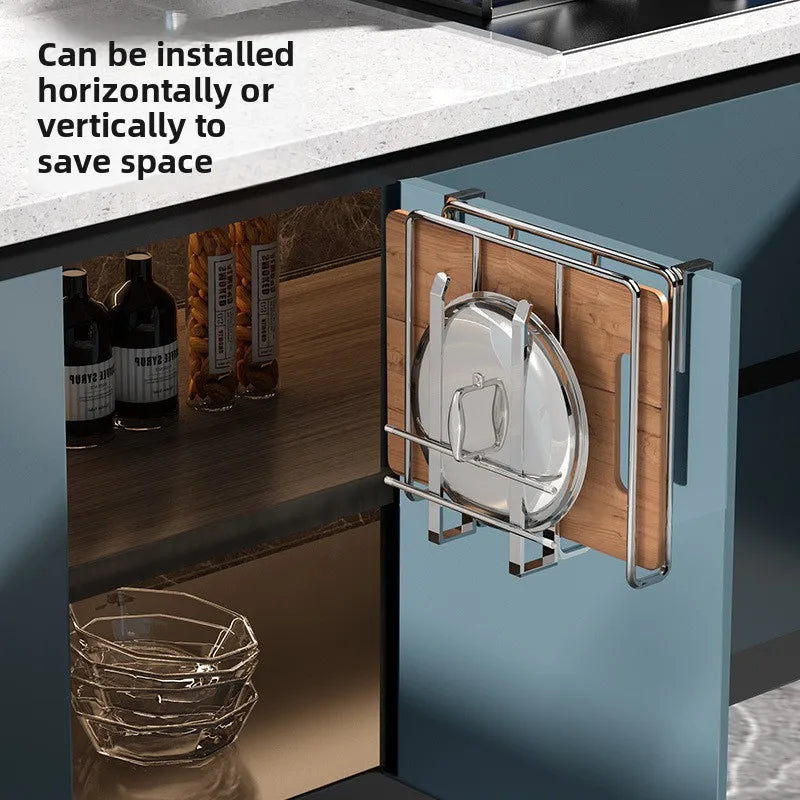 Cabinet Hanging Organizer Multi Purpose Hook Rack Kitchen Paper Towel Cutting Board Pot Lid Storage Hardware Organizer Kitchen