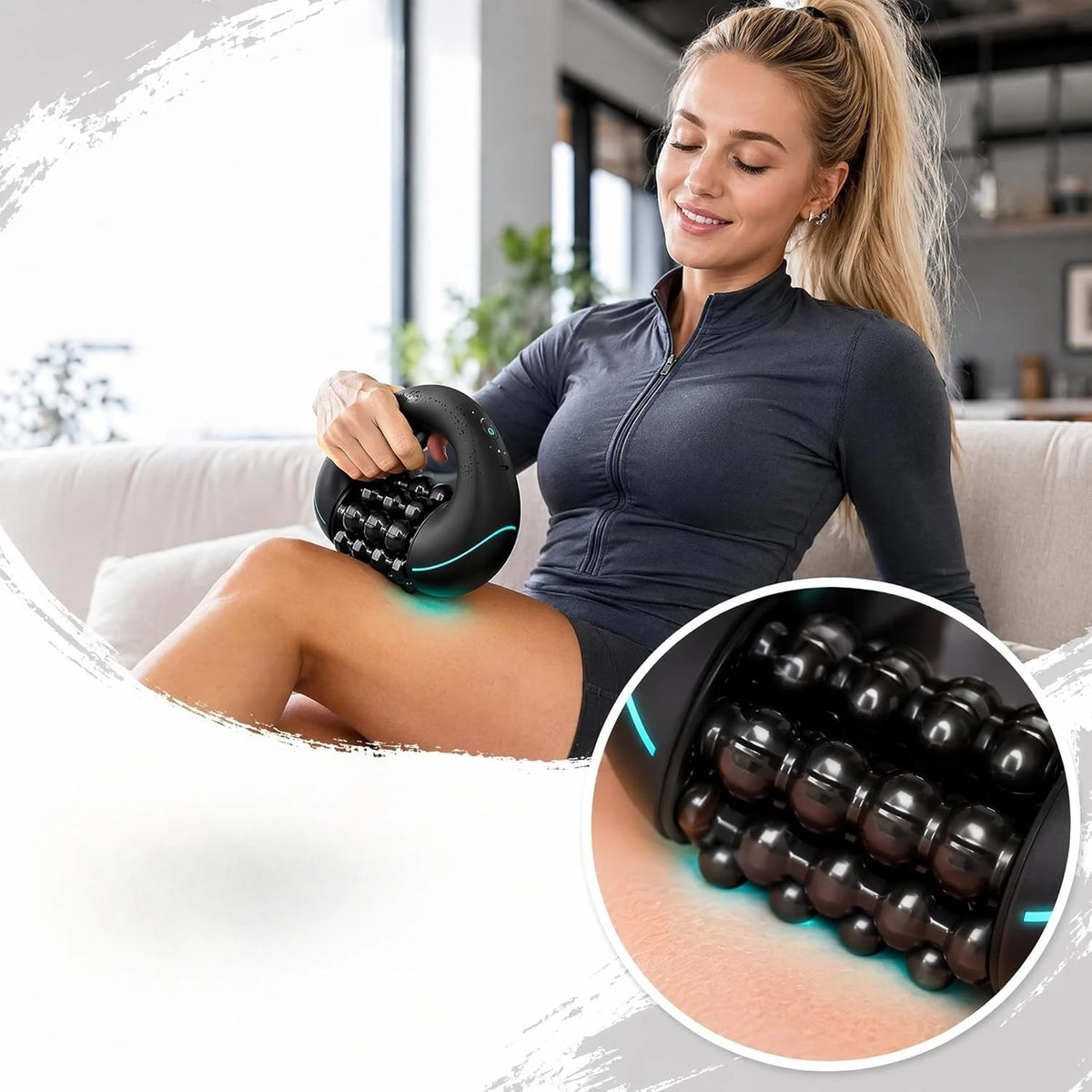 Electric Roller Impact Massage Tool Rechargeable Handheld Massager Portable Massager for Shoulder Back Leg Arm Full Body