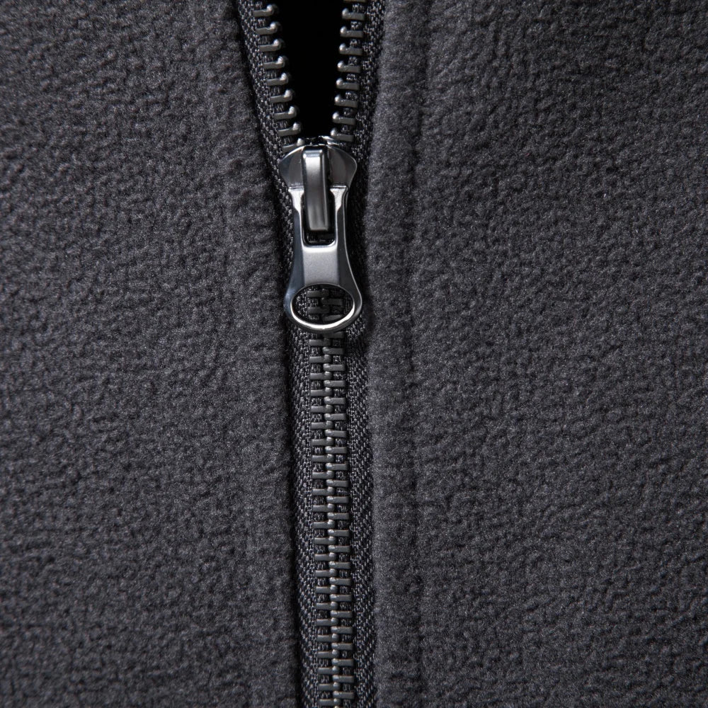 AIOPESON Men's Fleece Jacket Full Zip Stand Collar Solid Color Polar Fleece Outerwear Autumn Winter Outdoor Casual Light Coat