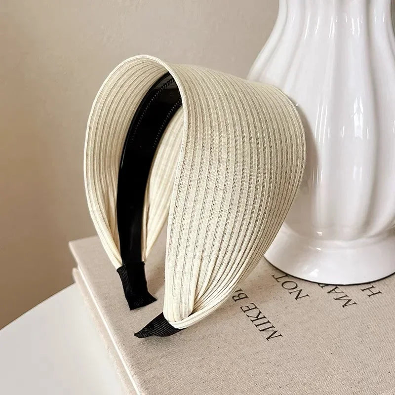 New Soft Wide Knitting Cotton Hairbands for Women Girls Korean Neutral Solid Turban with Teeth Head Band Headwear Accessories