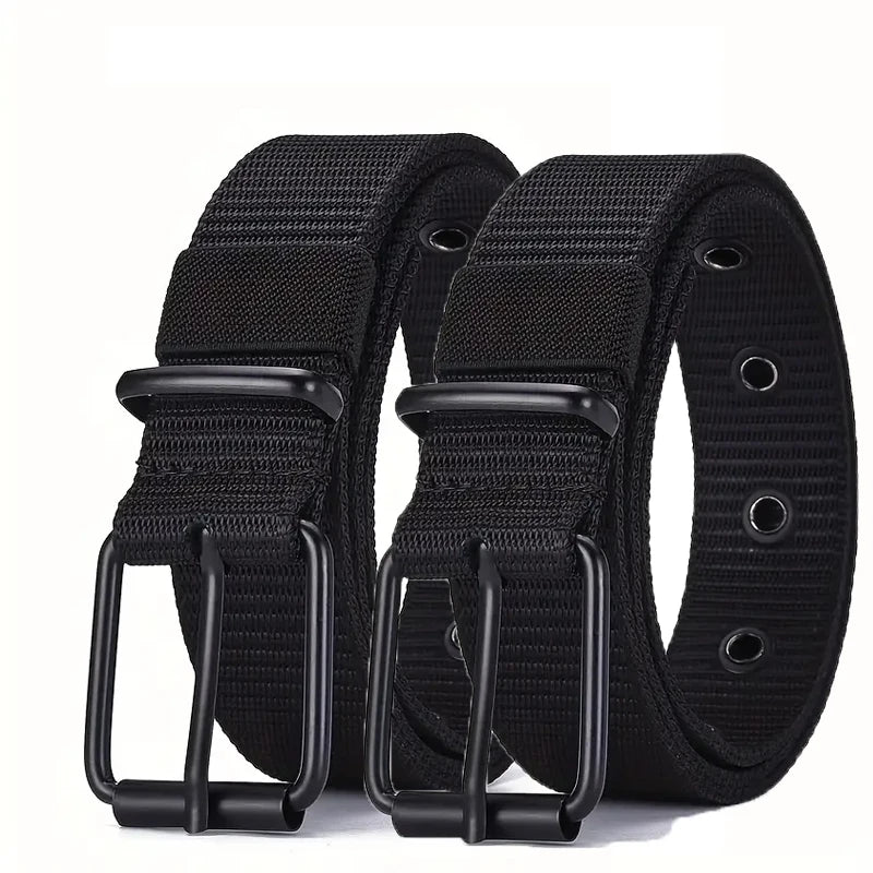 Men's Belt Porous Canvas Pin Buckle Leather Belt Outdoor Sports Belt Women's Trendy Eyelet Belt With Jeans Belt For Men Women
