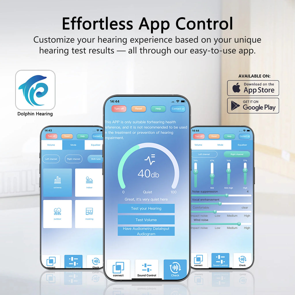 Hearing Aids for Seniors for Rechargeable Noise Cancelling APP Control Self-Fitting Wireless Music Stream Hand-free