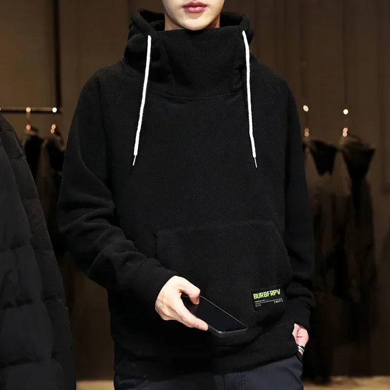 2026 Men's Thick Polar Fleece Sweatshirt Paired Couple Y2k Streetwear Autumn Winter Hood Sports Windproof Oversized Hoodie XJ376