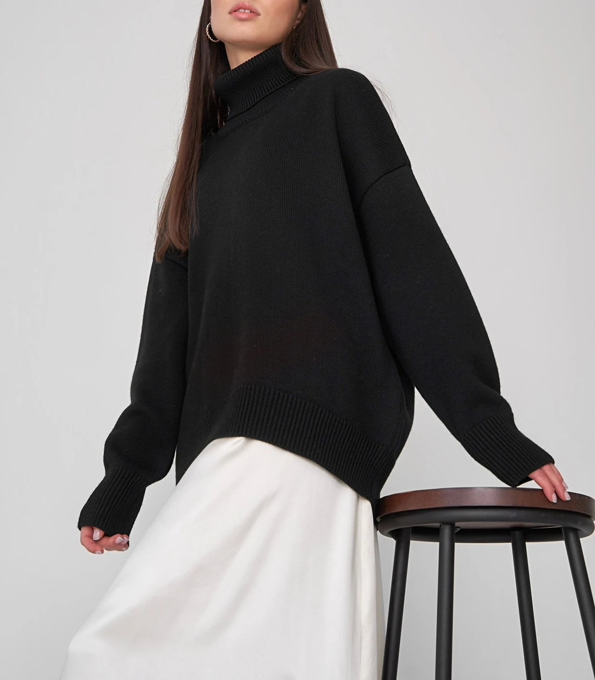 Bornladies Women Turtleneck Sweater CHIC Autumn Winter Thick Warm Pullover Top Oversized Casual Loose Knitted Jumper Female Pull