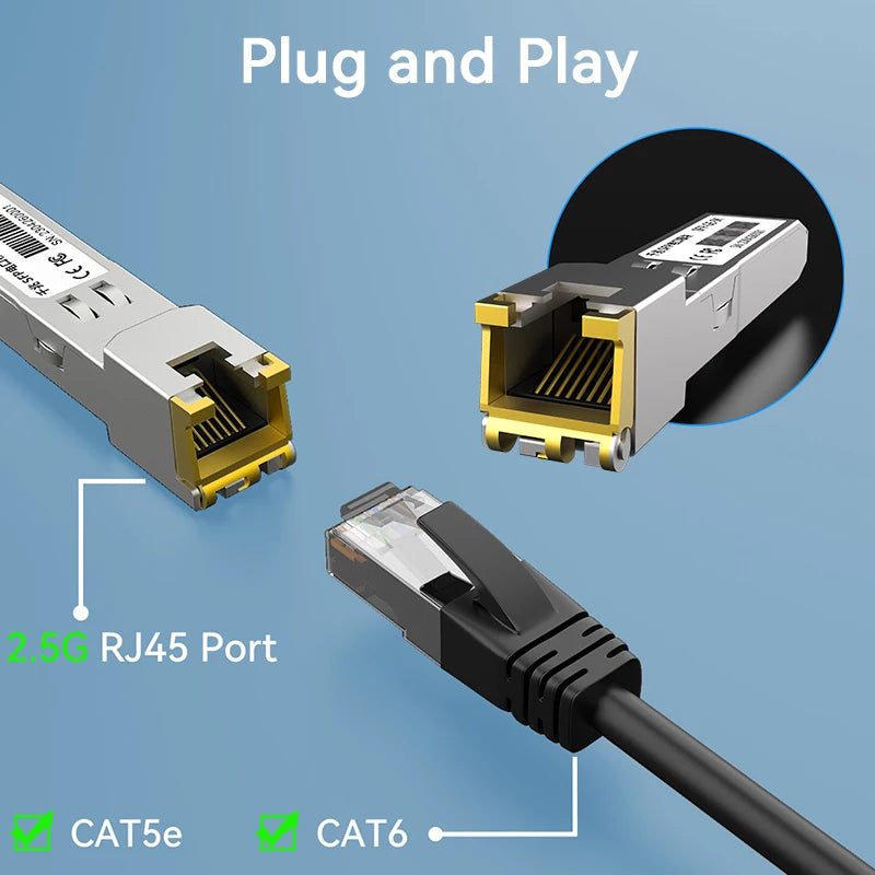 1.25G SFP to RJ45 Copper SFP Module Transceiver, 1000Base-T SFP to Ethernet Module 1000M Transceiver Module