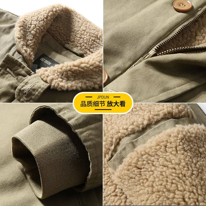 Windbreaker Parka Winter Jackets for Men Fleece Thicken Warm Corduroy Jackets Male Fashion Single Breasted Coats Thermal jackets