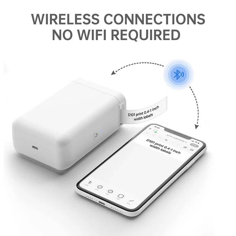 Niimbot D101 Thermal Label Printer Wireless Pocket Barcode Maker Inkless 10-25mm Width Mobile Sticker Printer for Office Home