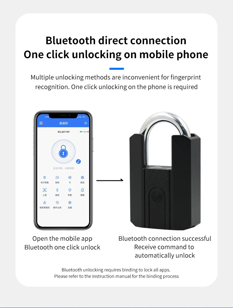Electronic TTLOCK Fingerprint Padlock Fingerprint Lock App Keyless Biometrics Lock Suit For Suitcases Backpacks Bicycles Lockers