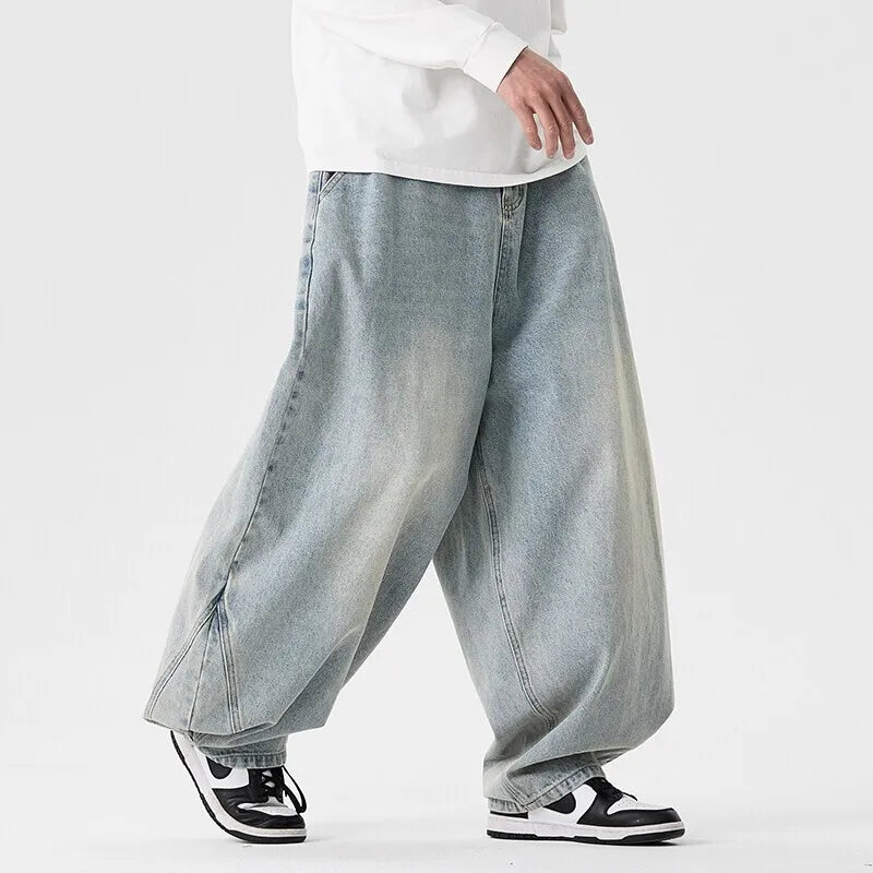 Streetwear Men Wide Leg Denim Pants Harajuku Baggy Jeans Male Casual Oversized Jean Trousers Men Fashion Large Size 5XL