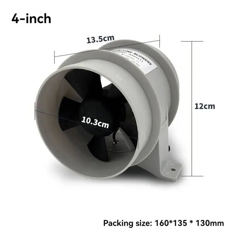 Reliable-4 Inch In-Line Blowers Boat Bilge Blower Cool Fan Marine Cabin Ventilation 12V,RV And Marine Accessories