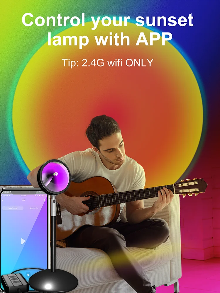 WIFI USB Sunset Lamp RGB Portable App Control LED Projection Lamp Intelligence Home Lighting Atmosphere Decoration