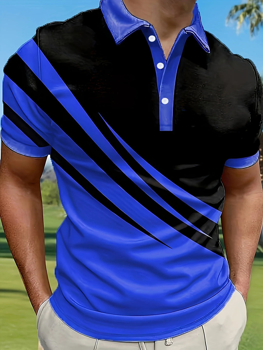 Summer T Shirts for Men 2024 Short Sleeve Men's Clothing Collar 3D Printing Plain Shirt Striped Polo Tees Fashion Pullover Tops