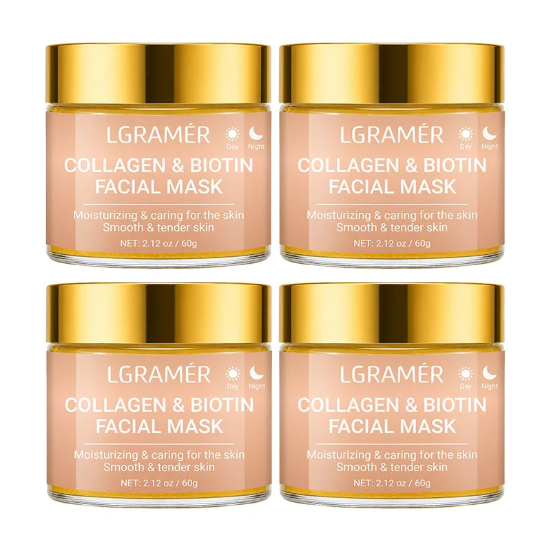 30g/60g/120g Collagen & Biotin Facial Mask,Day & Night Use, Moisturizing Hydrating, Make Skin Smooth Tender Daily Skin Care Mask