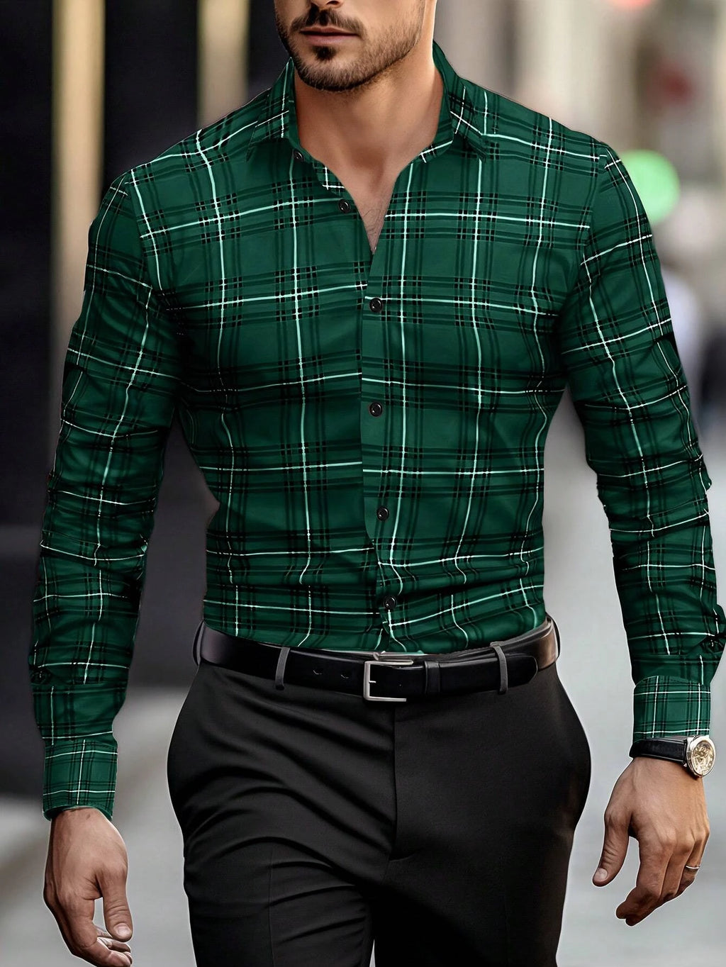 Men's long-sleeved Shirts Casual Shirts Plaid multi-color Pattern Shirts Retro Shirts Autumn And Summer long-sleeved Shirts