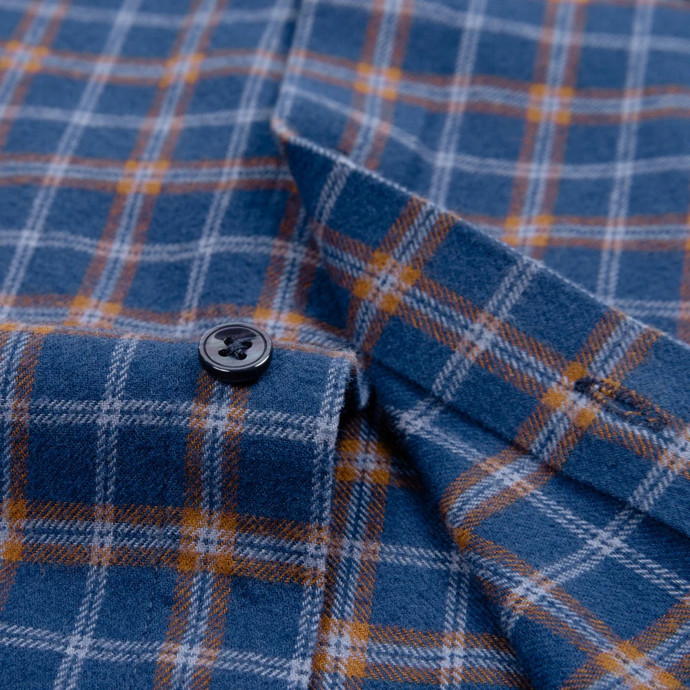 Vintage Men's Flannel Shirts with Pocket Long Sleeve Brushed Shirt for Men Warm Casual Soft Cotton 100% Button Down Plaid Shirt