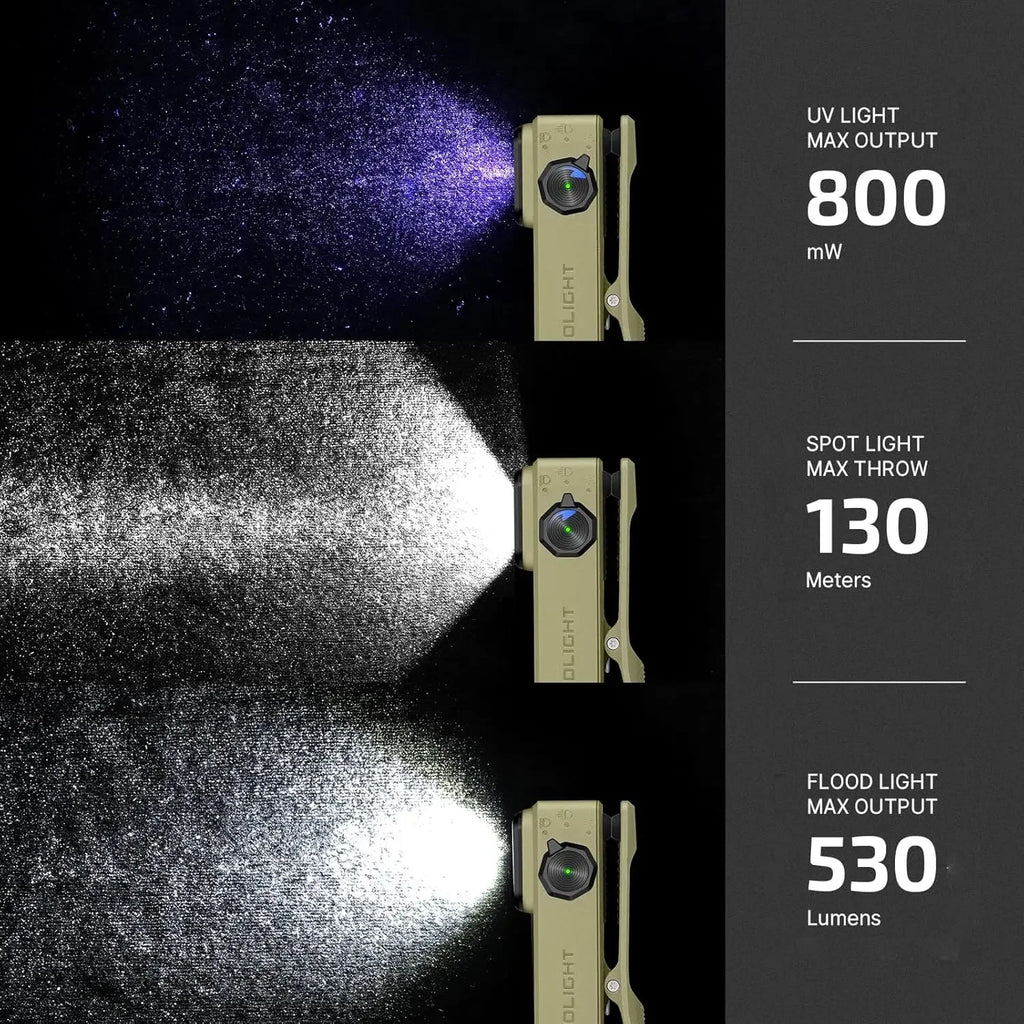 OLIGHT Oclip Ultra EDC Flashlight Clip-on Light, 530 Lumens Rechargeable with Type-C Charging