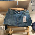 Vintage Denim Straight Mini Skirts Women Sexy Low Waist Pockets A-line Short Faldas Casual Streetwear Summer Cotton Skirt Y2k
