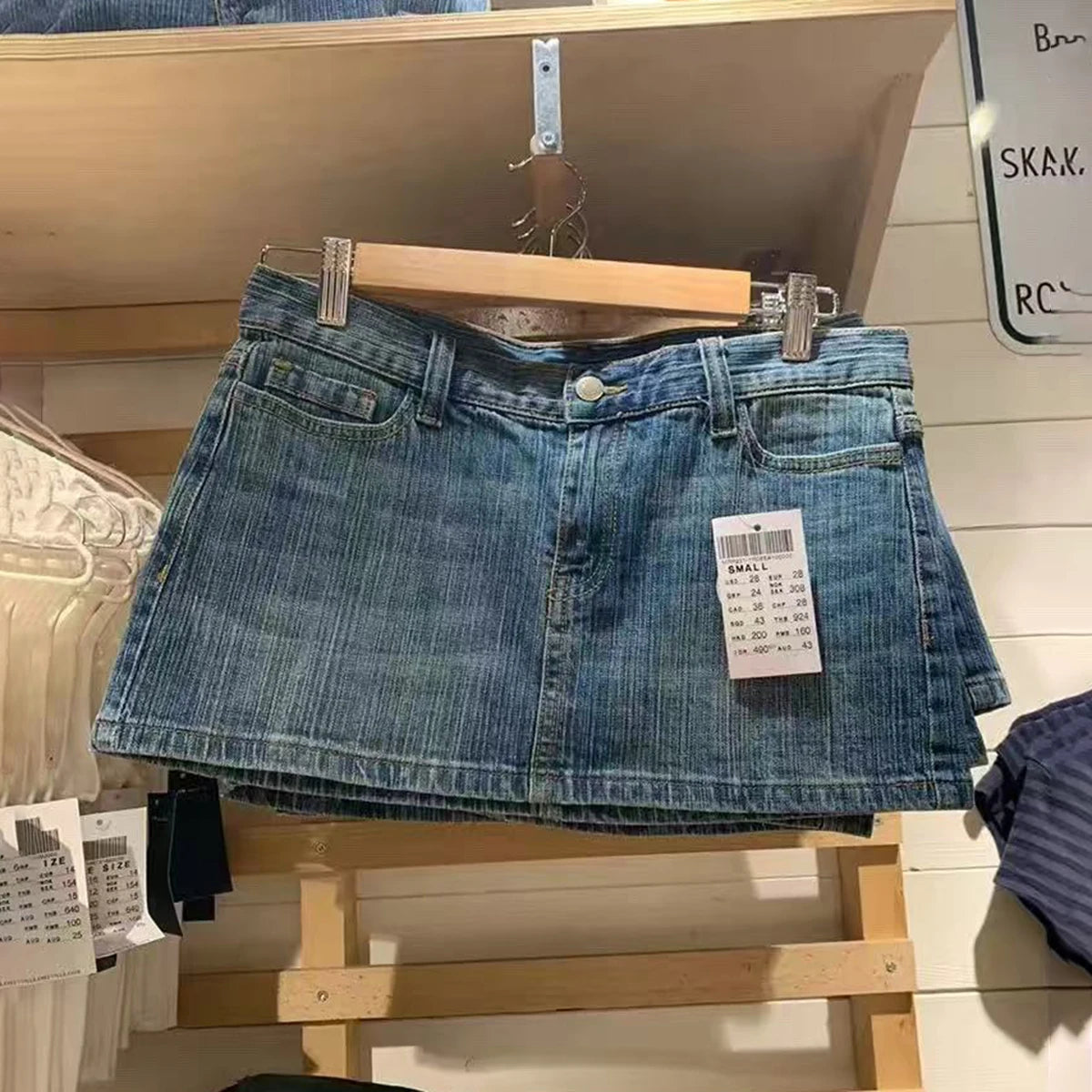 Vintage Denim Straight Mini Skirts Women Sexy Low Waist Pockets A-line Short Faldas Casual Streetwear Summer Cotton Skirt Y2k