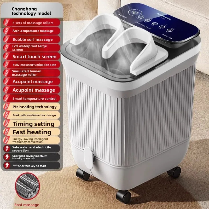 Electric Heated Foot Bath Massager Deep Bucket Steam Spa with Constant Temperature Surf Massage Rollers Blue-Light Sterilization