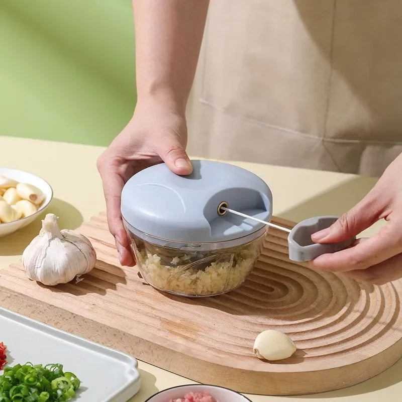 Manual Garlic Chopper & Vegetable Slicer – 500/1000 ml Fruit Crusher, Kitchen Blender & Meat Grinder