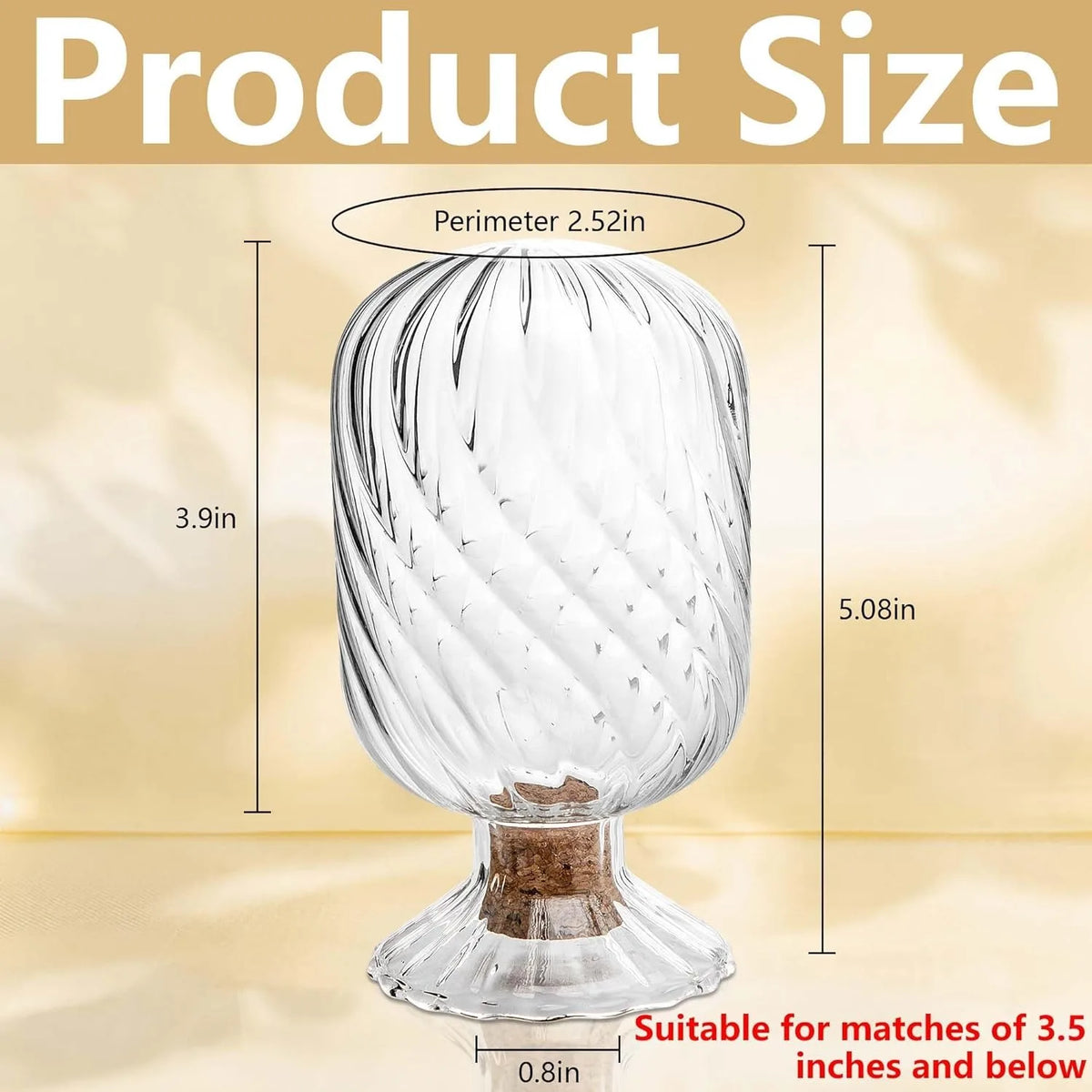 An Inverted Glass Lantern Jar for Matches or Cigarettes (Matches Not Included), for Fireplace or Bathroom Decoration.