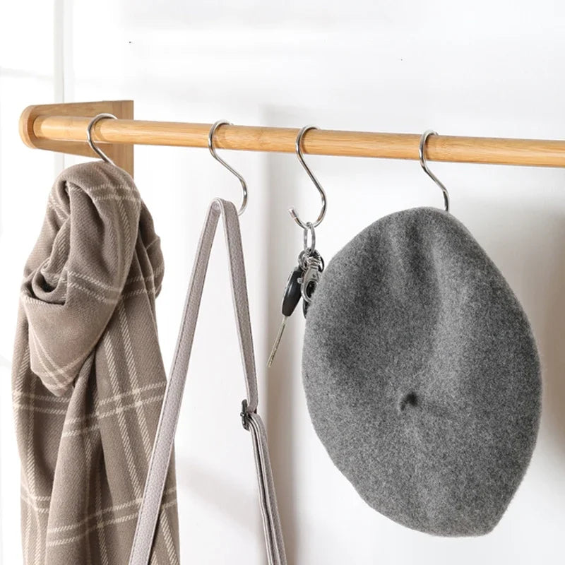 2/10Pcs S-Shape Hook Stainless Steel Clothes Bags Towels Plants Hanging Rack Multi-function Kitchen Bedroom Railing Hanger Hook
