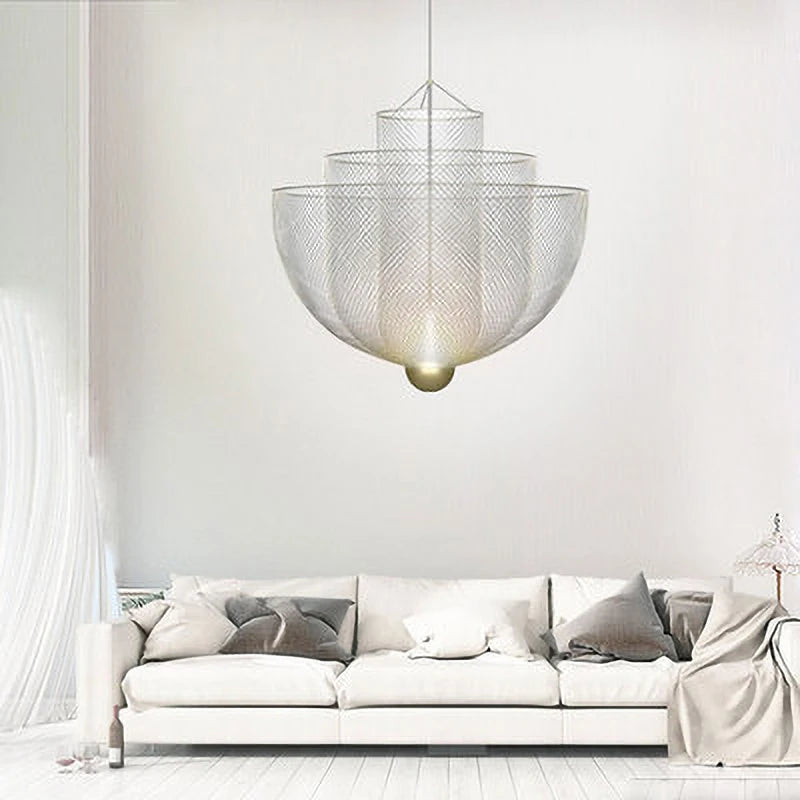 Modern Ceiling Chandeliers Dimmable LED Pendant Light Modern Design Metal Grid Meshmatics Dining Hanging Lamp Suspension Fixture