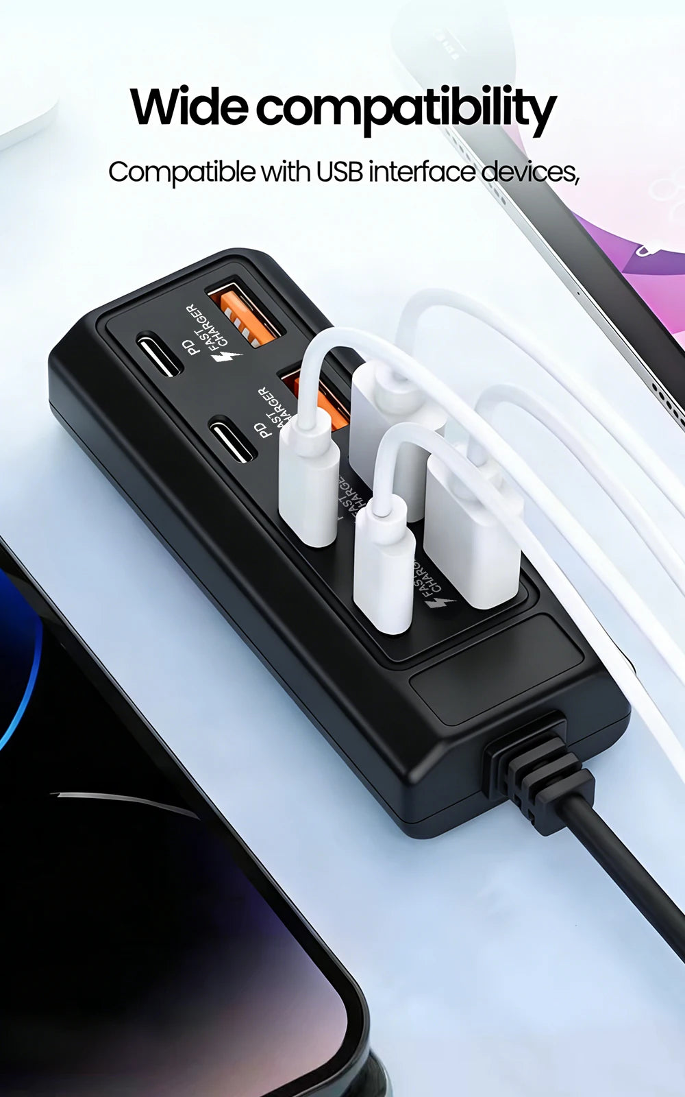8 Ports 25W Power Outlet Adapter Electrical Socket Docking Stations 4USB+4Type C Charger Splitter Converter USB Extension Socket