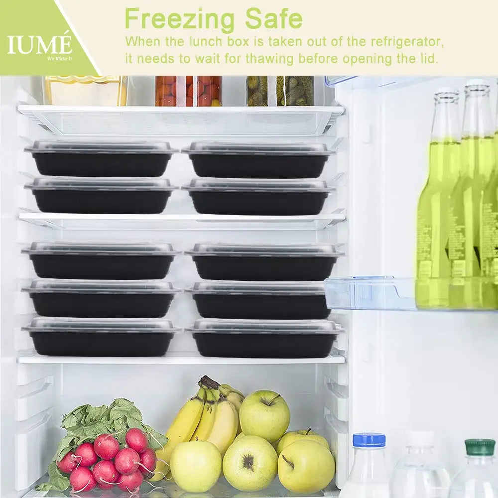 1/10PCS Plastic Disposable Food Containers Black Take out Containers With Kitchen Fridge Storage Boxes Lid for Salads Sandwiches
