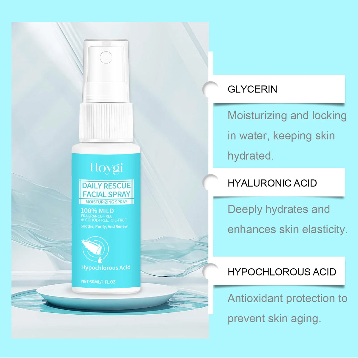 HOYGI Face Soothing Spray Hyaluronic Acid Toner Skin Care Deep Hydration Moisturizing Facial Mist Nourishing Relieve Redness