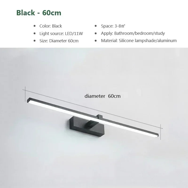 Modern LED Vanity Mirror Wall Light for Bathroom Makeup Mirror Headlamp Indoor Lighting Fixture Sconce Decor
