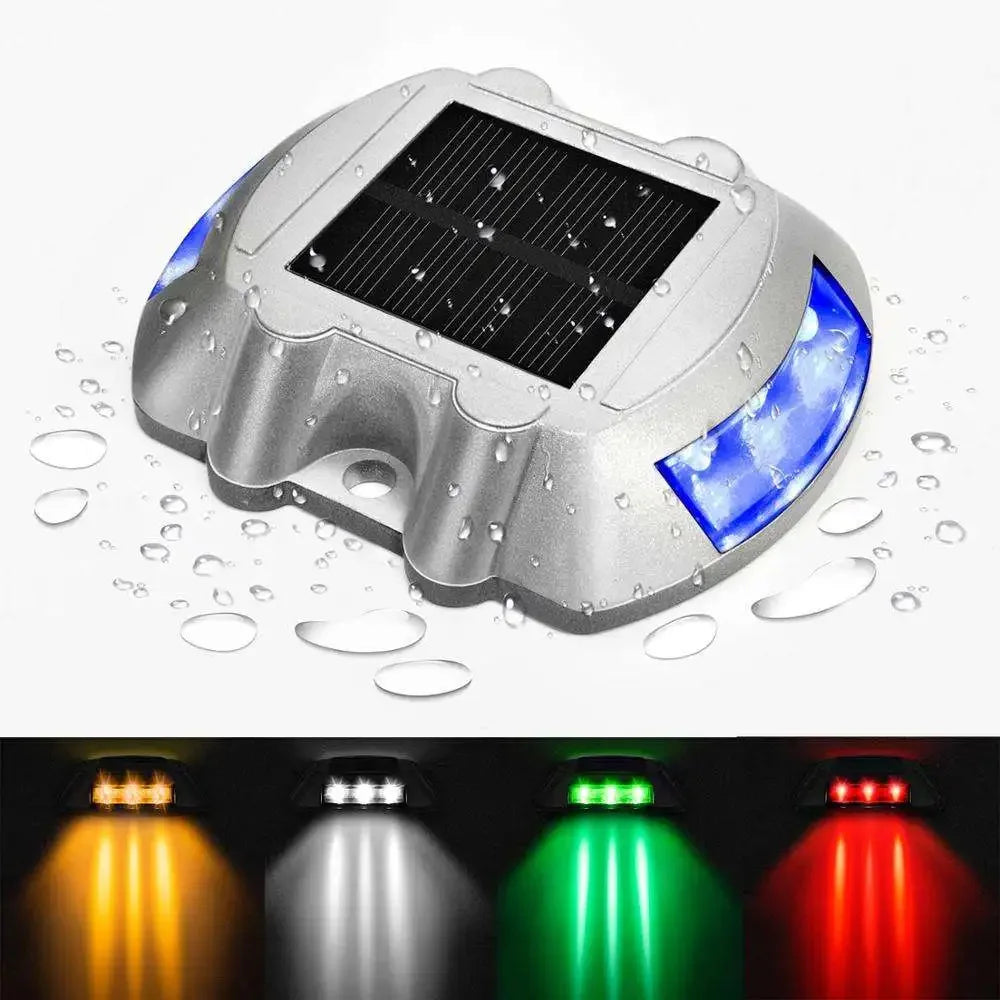 Smart Solar Road Studs with Motion Sensor - 6 LED Auto-Dimming Warning Lights IP68 Waterproof for Driveways/Parking Lots