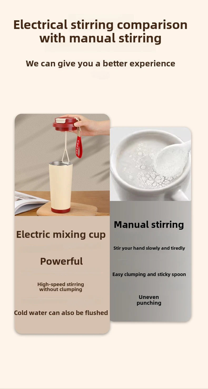 500ml Stainless Steel Coffee Milk Leak Proof Stir Cup Outdoor Office Business Portable Type-C Charge Automatic Self Stirring Mug