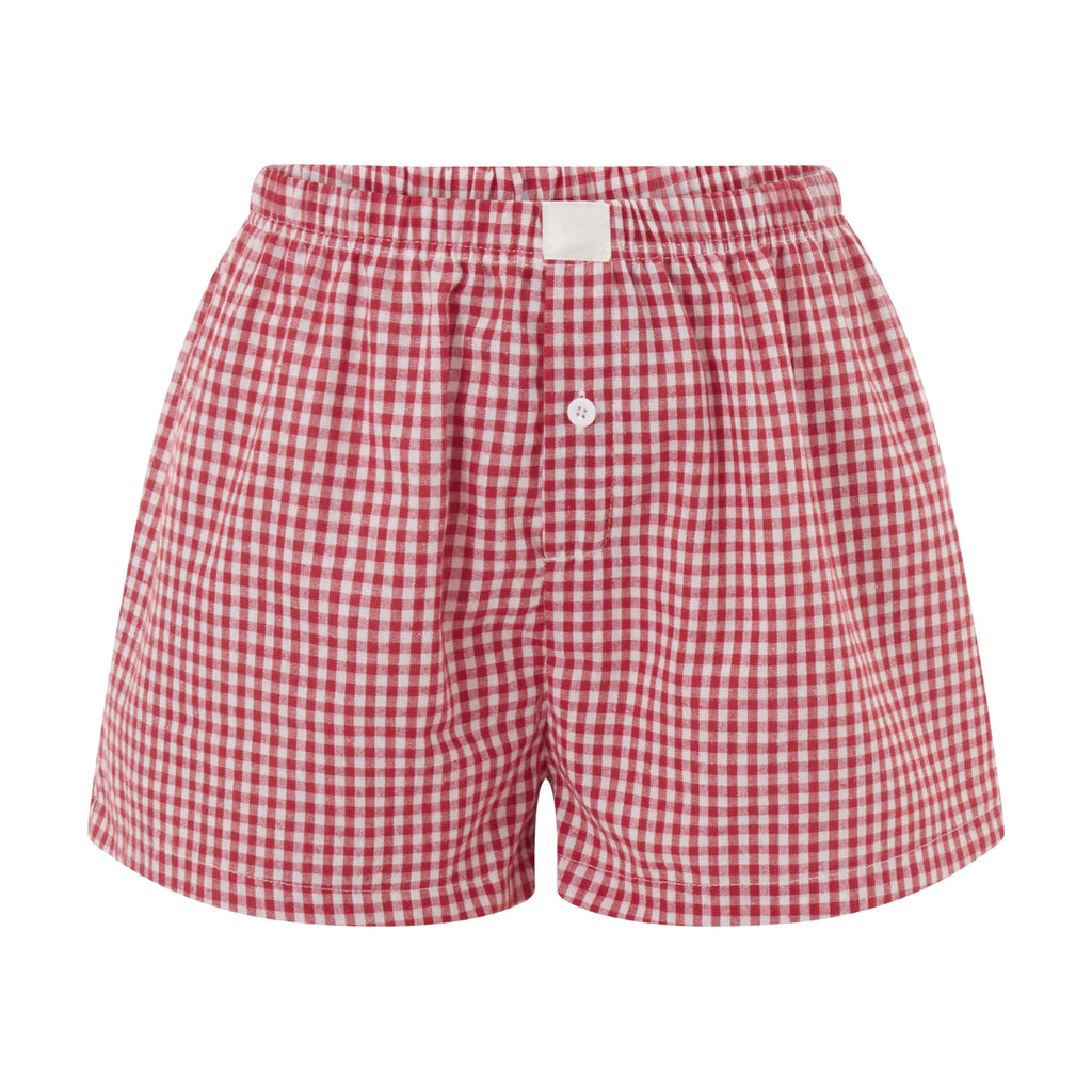 Boxers for Women Y2K Aesthetic Elastic Waist Striped Plaid Print Pajama Shorts Teen Girls Summer Cute Lounge Bottoms Sleepwear