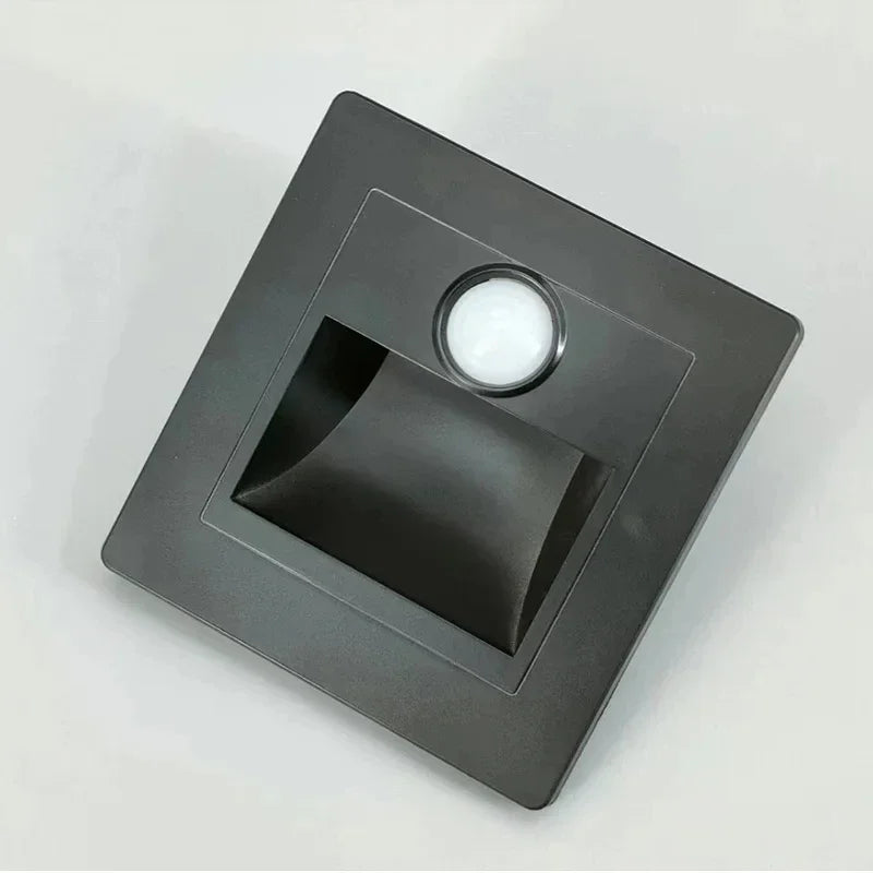 Infrared Motion Sensor Stair Lights Indoor Outdoor Stair Step Wall Lamp 3W Recessed LED Step Light Staircase Bedroom Decoration