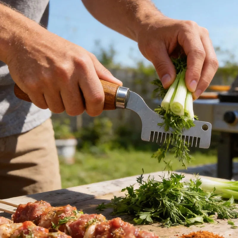 Stainless Steel Green Onion Slicer Knife Wooden Handle Scallion Shredder Vegetable Cutter Chopper Kitchen Gadgets Cooking Tool