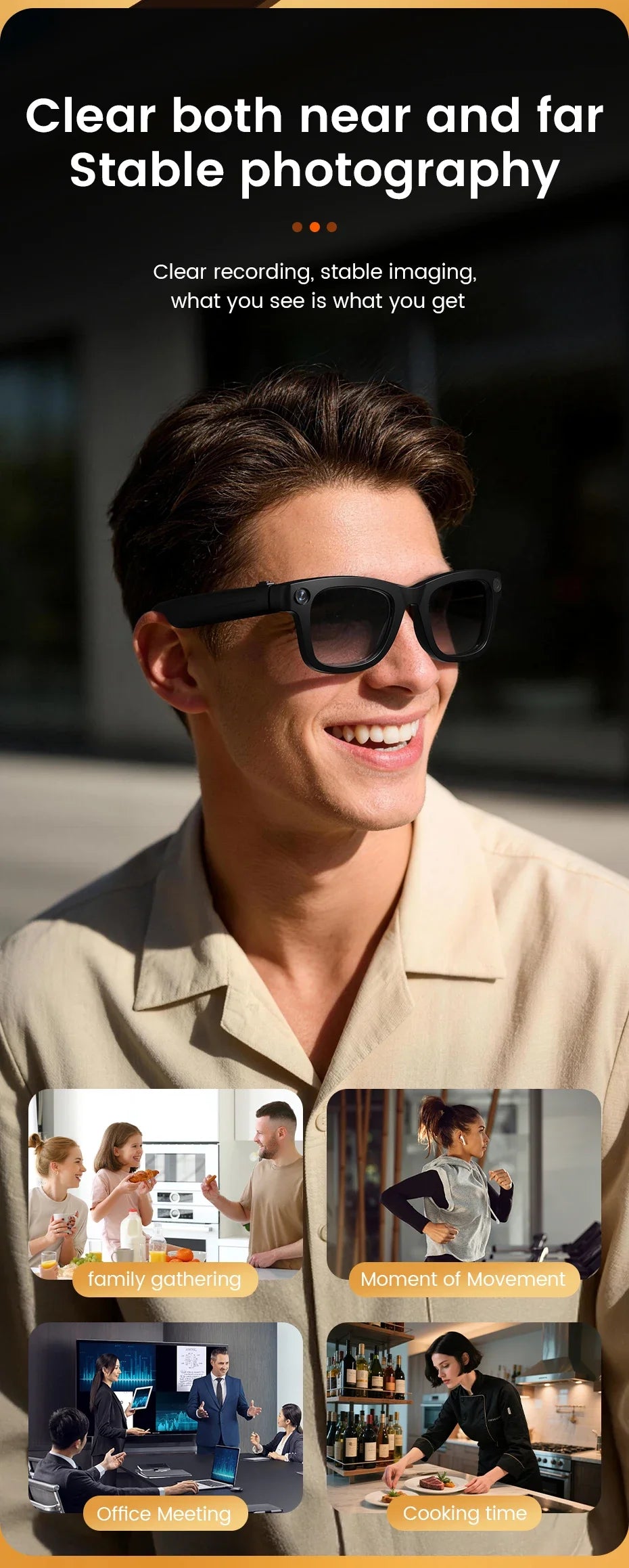 2026 New Smart Glasses 800W HD Camera WIFI Transmission Anti-shake Video Recording AI Translation Music Wireless Call Sunglasses