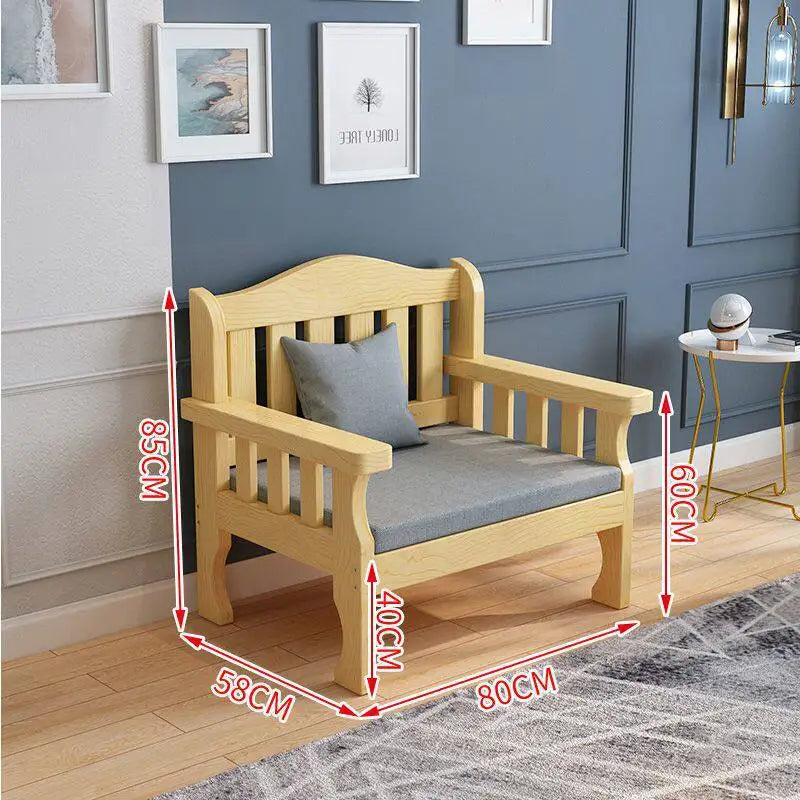 Solid wood sofa new Chinese combination wooden sofa rental room backrest bench economical living room small apartment sofa