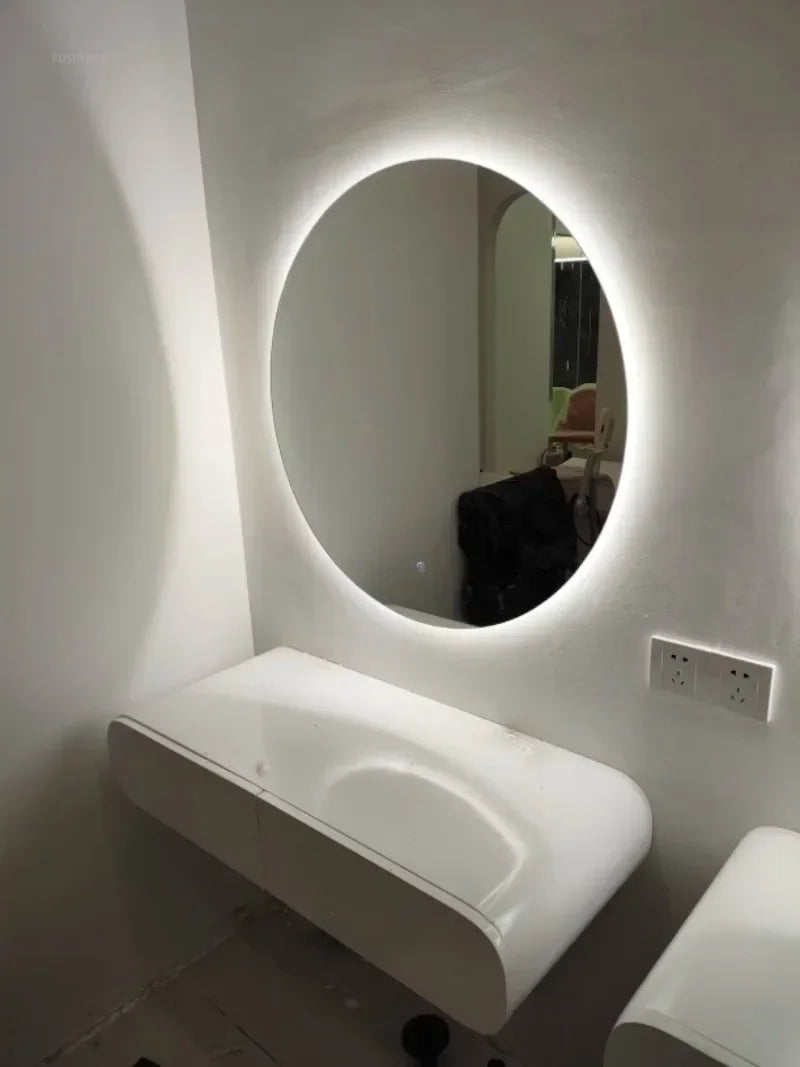 Cream suspended dressing table modern minimalist bedroom dressing table wall mounted dressing table mirror combination u q