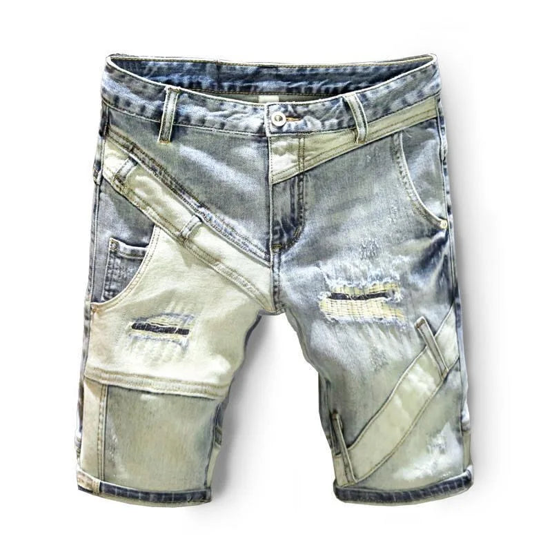 Summer New Fashion Trend Straight Leg American Retro Jeans Men's Casual Loose Sports Plus Large Size High-Quality Denim Shorts