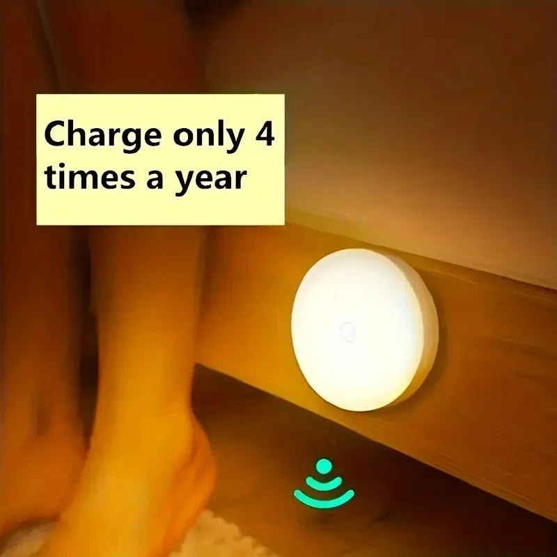 1PC Wireless LED Motion Sensor Night Light for Bedroom Staircase Closet - Energy-Saving Automatic Detector Lamp for Room Decor