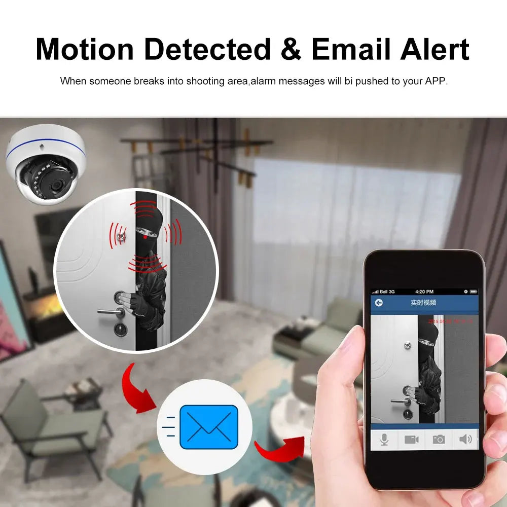 3.6mm Wide Angle Outdoors 6MP Tuya Smart Dome IP Camera Motion Detection POE CCTV 120 Degrees Security Video Surveillance Camera