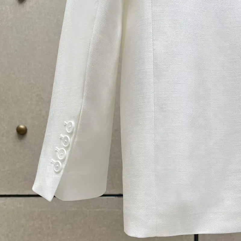 Women's loose-fit white suit jacket from Y2K2026 summer collection - stylish and versatile all-season top for women