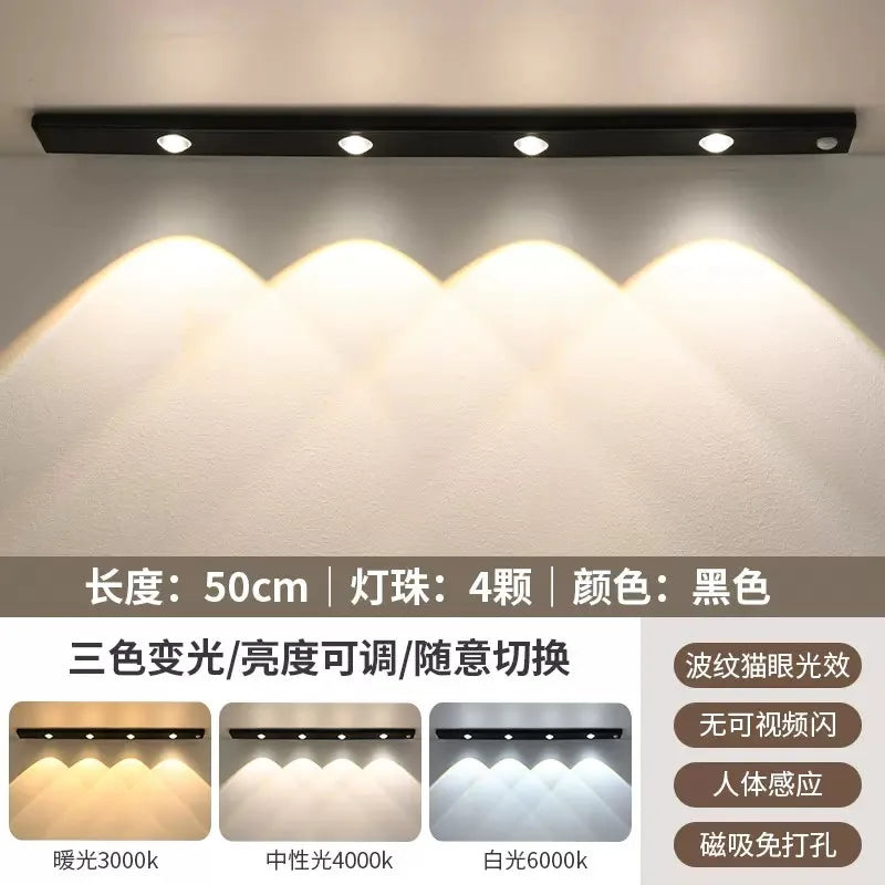LED Motion Sensor Wireless Ultra Thin Night Light USB LED Wine Cooler Light For Kitchen Cabinet Bedroom Wardrobe Indoor Lighting