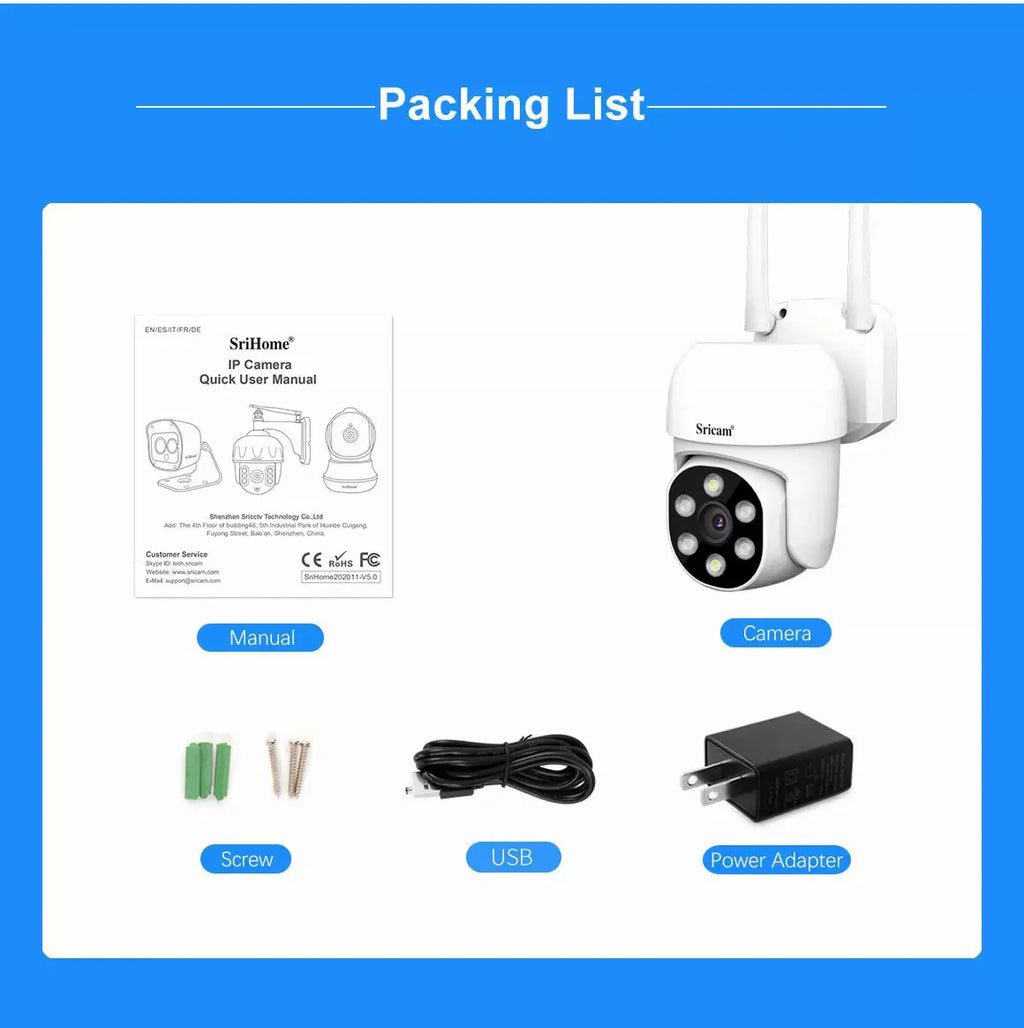 Sricam SP030 1080P Mini Security IP Camera Outdoor Video Surveillance Onvif Mobile Email Alarm Push PTZ Rotation Bullet CCTV Cam