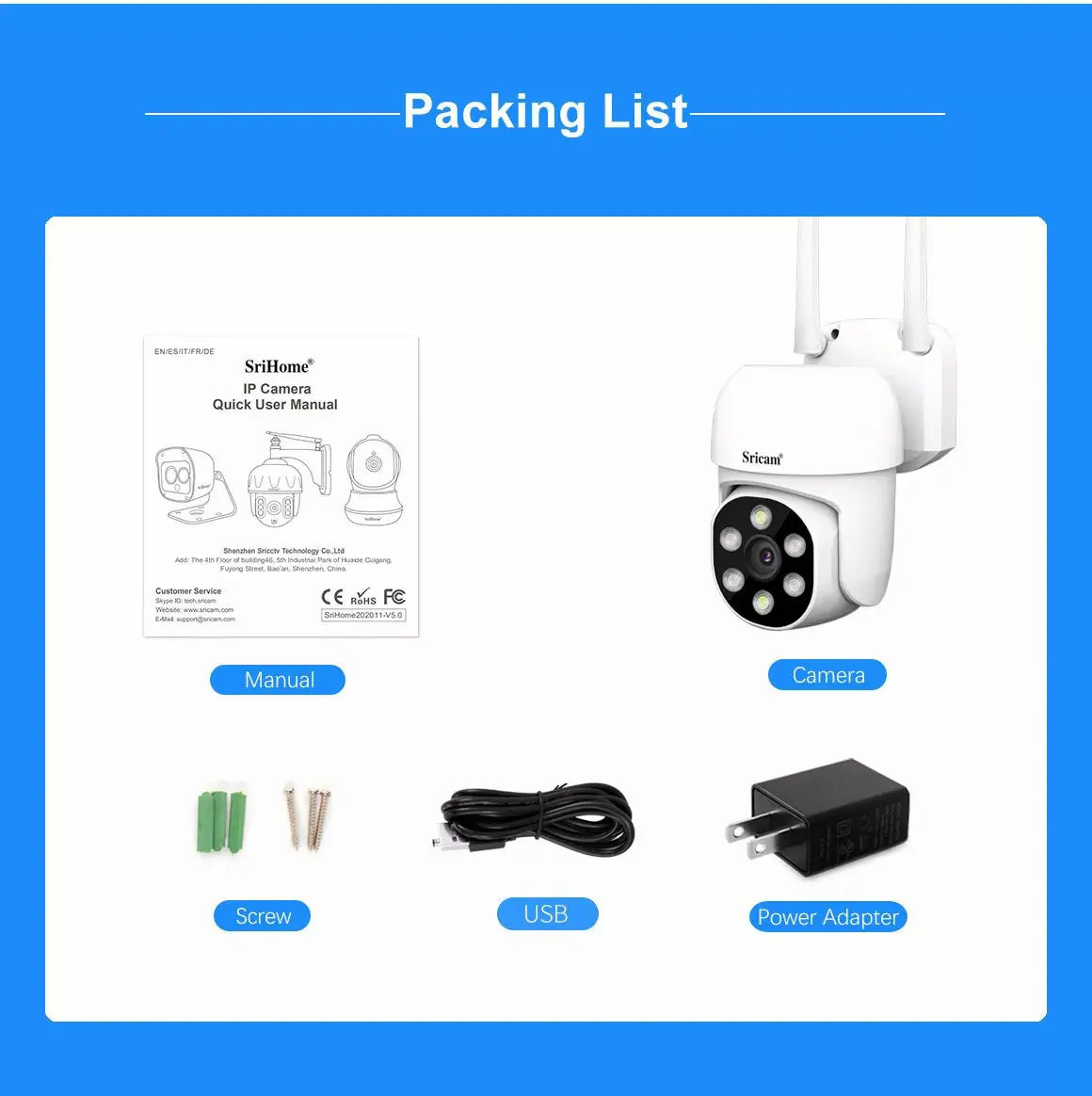 Sricam SP030 1080P Mini Security IP Camera Outdoor Video Surveillance Onvif Mobile Email Alarm Push PTZ Rotation Bullet CCTV Cam