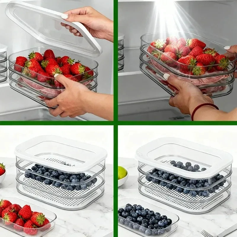 Meal Prep Containers Stackable Food Storage Boxes with Lid Meat Container for Fridge Bacon Lunch Meat Container for Refrigerator