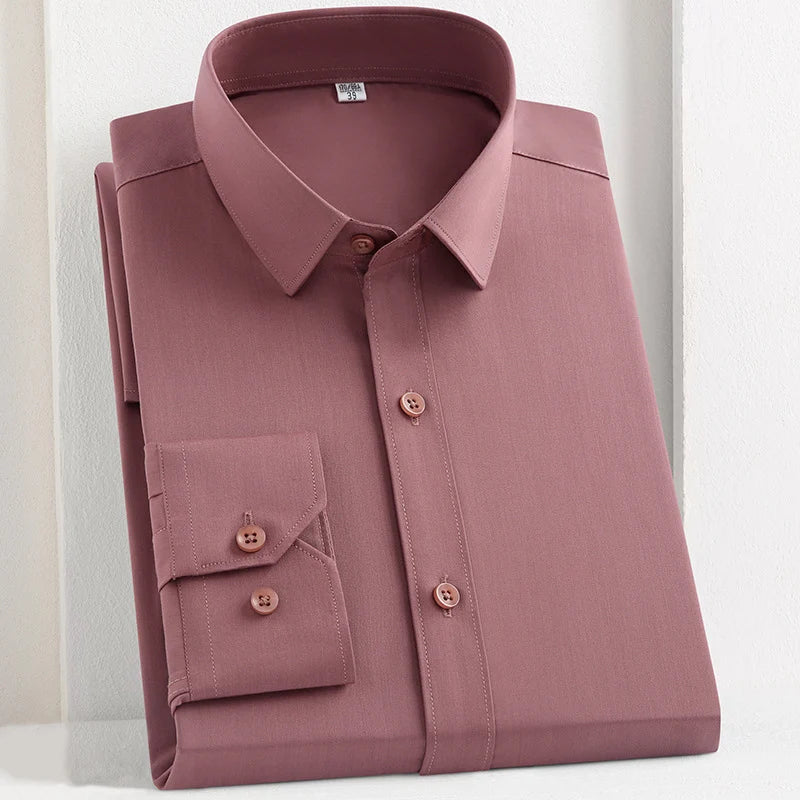 Bamboo Fiber Men's Shirt Long Sleeve Anti-Wrinkle Dress Shirts For Men Slim Fit Camisa Social Business Formal White Office Shirt
