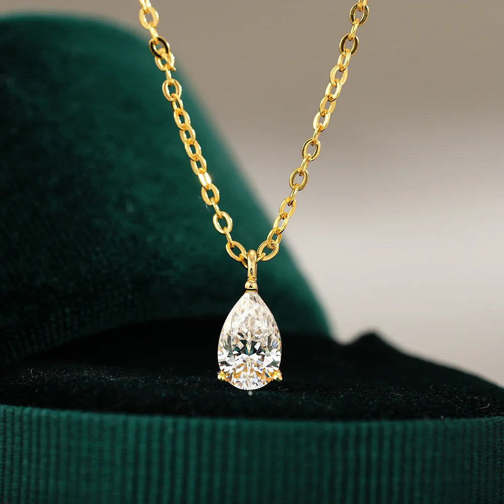1CT / 2CT Emerald Heart Pear Princess Moissanite Diamond Pendants Necklaces For Women S925 Silver Fine Jewelry Women's Pendants